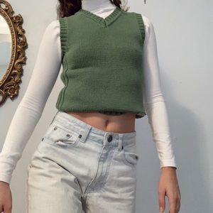 Trendy green sweater vest